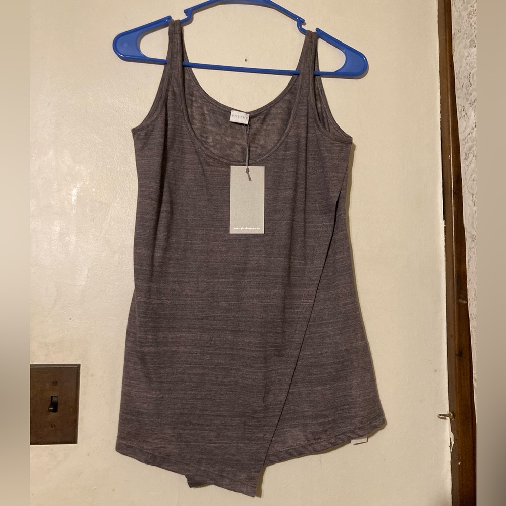 NWT Poetry Layered Linen Jersey Vest, Size 6, Color Raisin
